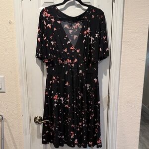 Torrid Black Dress with Pink Butterfly Print